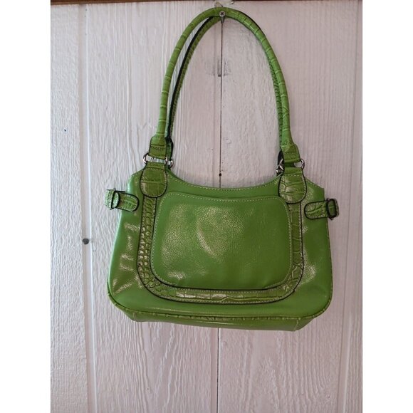 Rosetti Green Croc Embossed Purse Shoulder Bag Pockets Magnetic Closure NWOT - Picture 3 of 9